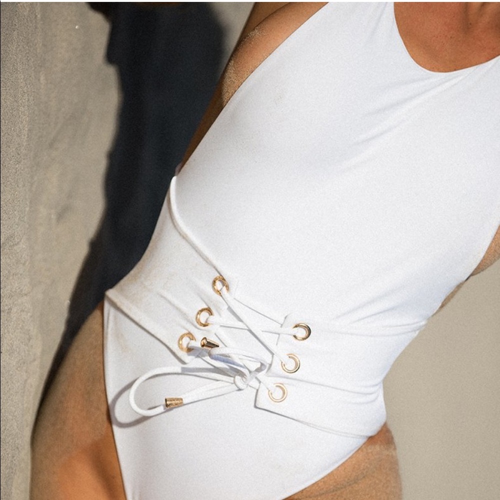 NWOT IVY Swimwear White Gaia Corset Monokini S